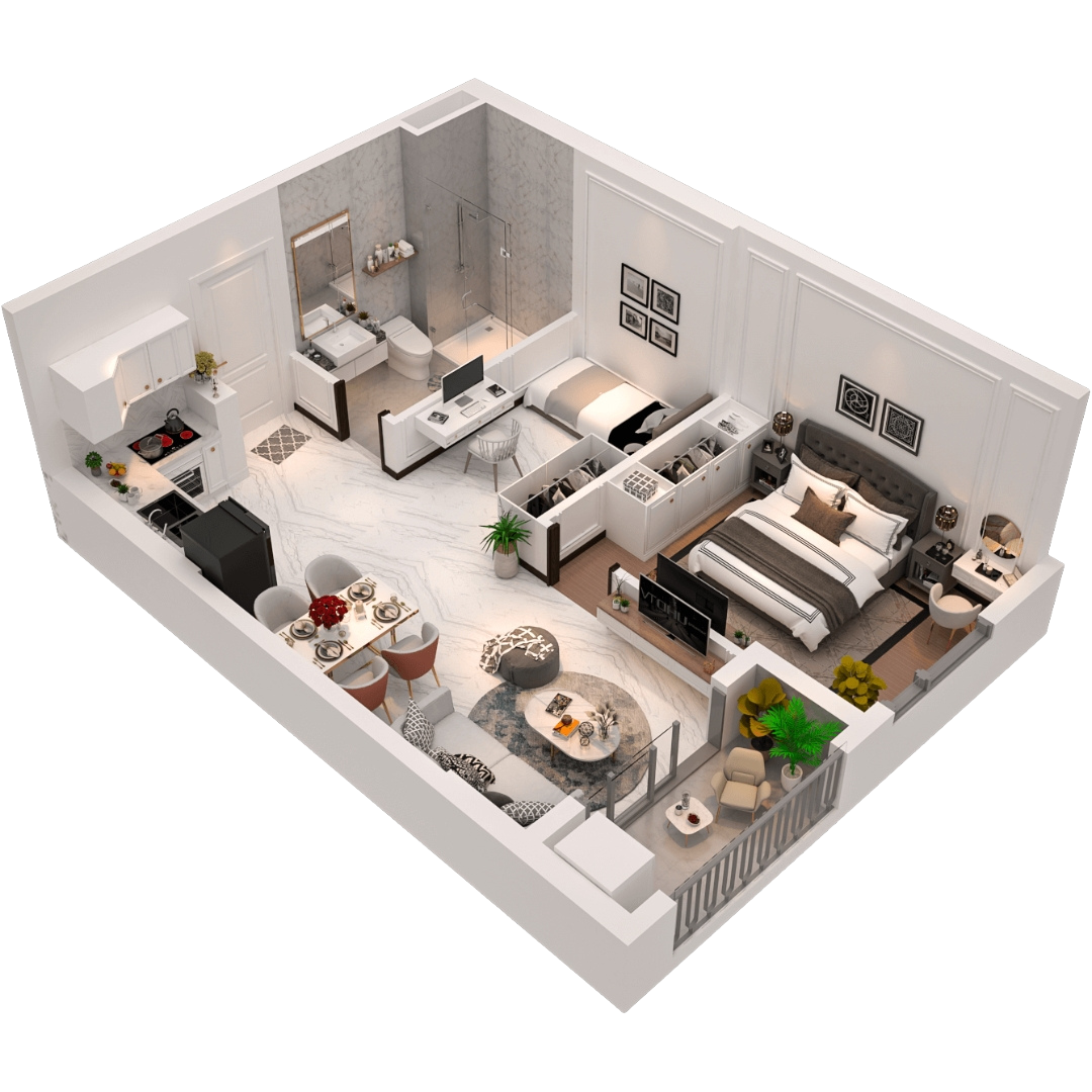 Mặt bằng 2 phòng ngủ, 1 - Maison Grand Phú Mỹ