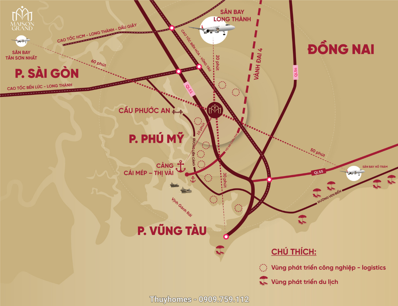 Vị trí Maison Grand Phú Mỹ trên Quốc lộ 51